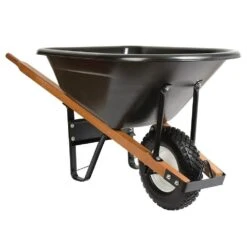 Poly Tray Wheelbarrow, Black 6 Cu Ft Tray, With Narrow Diamond-Tread Tire By A.M. Leonard