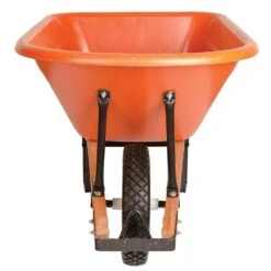 Poly Tray Wheelbarrow, Orange 6 Cu Ft Tray With Narrow, Diamond Tread Tire By A.M. Leonard -Amleos fwb6k 2