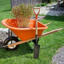 Poly Tray Wheelbarrow, Orange 6 Cu Ft Tray With Narrow, Diamond Tread Tire By A.M. Leonard -Amleos fwb6k 5