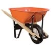 Steel Tray Wheelbarrow, Orange 6 Cu Ft Tray With Narrow Diamond-Tread Tire By A.M. Leonard -Amleos fwbst6k