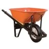Steel Tray Wheelbarrow, Orange 6 Cu Ft Tray, With Steel Handles And Diamond-Tread Flat-Free Tire By A.M. Leonard