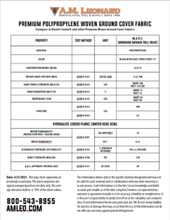 3.2oz Premium Woven Ground Cover 300ft Rolls -Amleos gc33 spec sheet