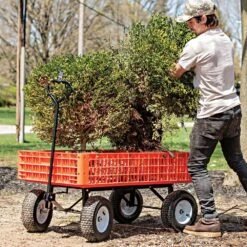 Orange Utility Wagon, 30in X 46in X 7-1/2In Tray By A.M. Leonard -Amleos gw45 5 1
