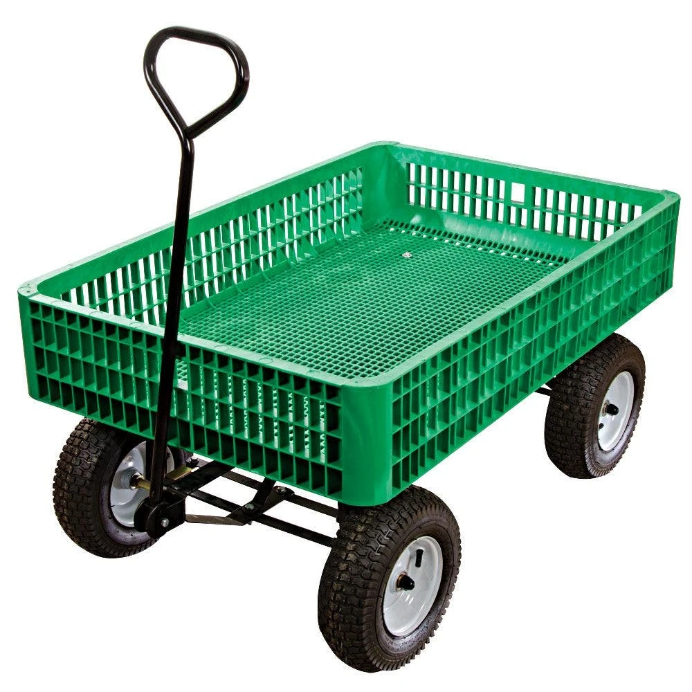 Green Utility Wagon, 30in X 46in X 7-1/2in Tray By A.M. Leonard 3 Green Utility Wagon, 30in X 46in X 7-1/2in Tray By A.M. Leonard
