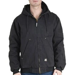 Original Washed Hooded Jacket, Black, Size 4X Large-Tall By Berne -Amleos hj375bkt600 1