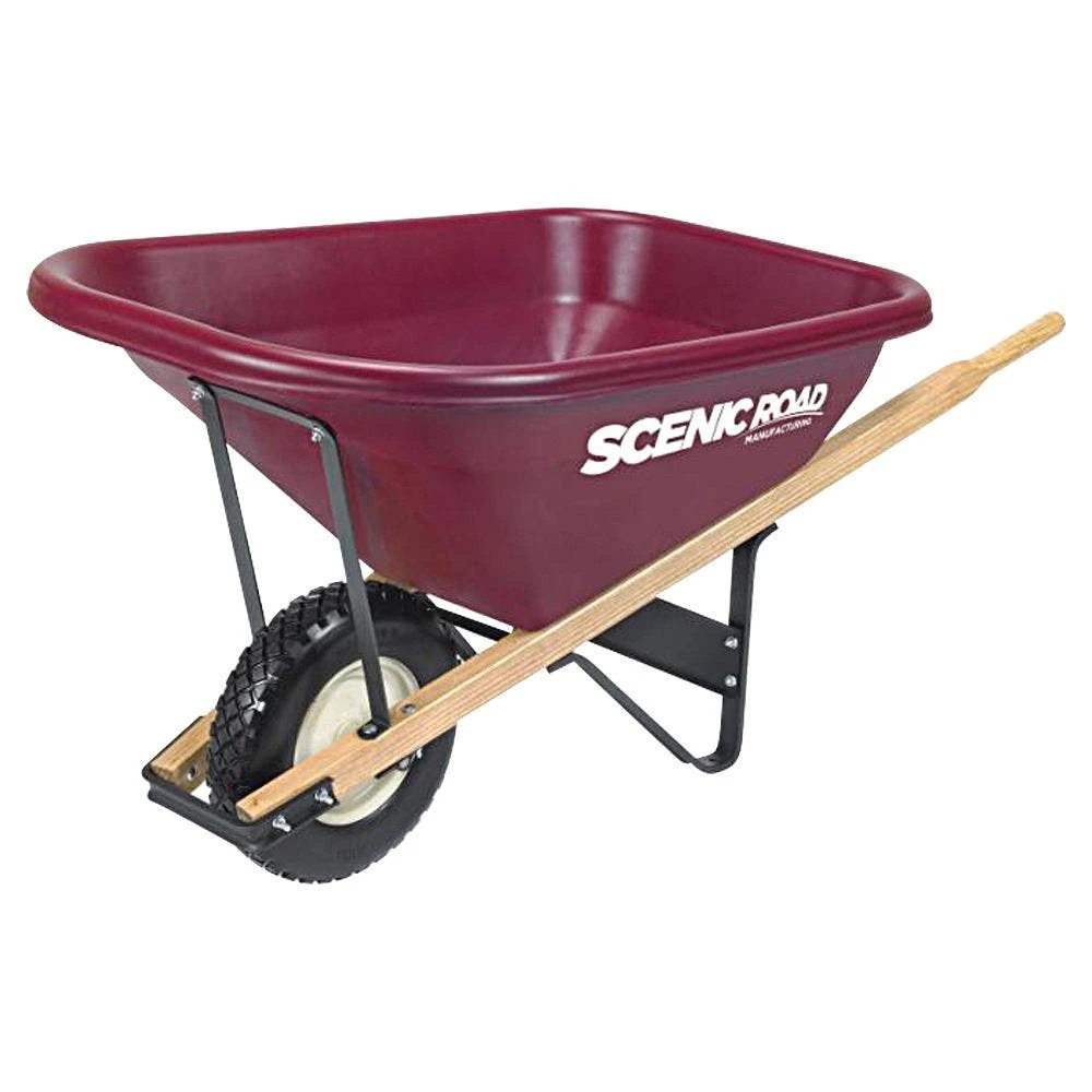 Poly Tray Wheelbarrow, 8 Cu Ft Tray With Flat-Free Tire By Scenic Road 3 Poly Tray Wheelbarrow, 8 Cu Ft Tray With Flat-Free Tire By Scenic Road