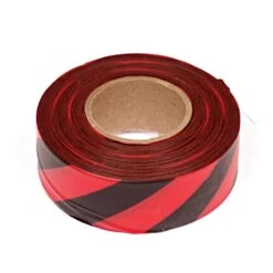 Flagging/Tagging Tape, Red/Black Candy Stripe, 1-3/16in X 300ft, Non-Adhesive, Box Of 12 Rolls -Amleos ms 1rb