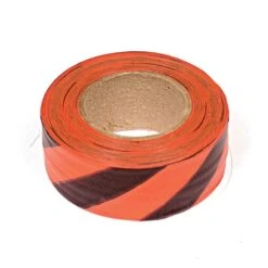 Flagging/Tagging Tape, Glo-Orange/Black Candy Stripe, 12/Box -Amleos ms o5ob