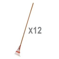 Bulk Pack Of 12 Rakes - Narrow Shrub Rakes By A.M. Leonard, 8in Rake X 54in Handle