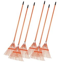 Bulk Pack Of 6Rakes - Spring Rakes With 18-Tine Steel Head And Tuff-Strong™ Fiberglass Handle By A.M. Leonard