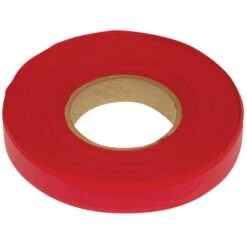 Non-Adhesive Flagging/Tagging Tape, Solid Red, 1/2in X 300ft Roll, Box Of 20 Rolls