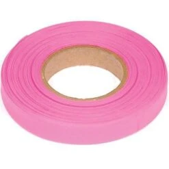 Flagging/Tagging Tape, Fluorescent Glo-Pink, 1/2in X 300ft, Non-Adhesive, Box Of 20 Rolls