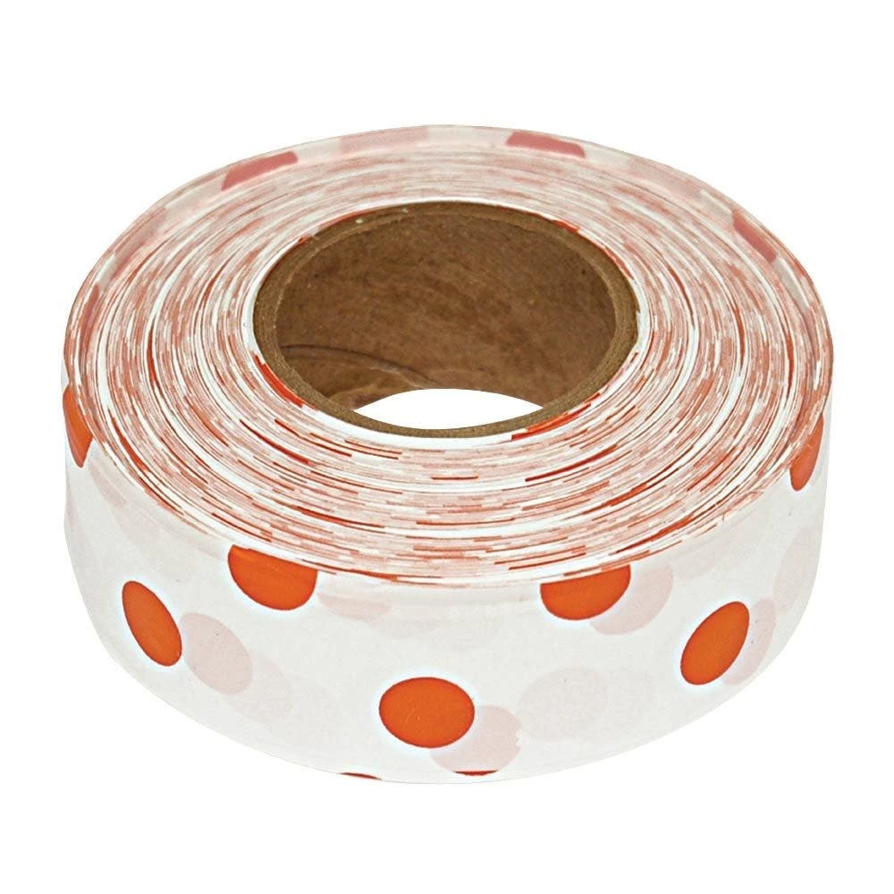 Flagging/Tagging Tape, White With Orange Polka Dots, 1-3/16in X 300ft, Non-Adhesive, Box Of 12 Rolls 4 Flagging/Tagging Tape, White With Orange Polka Dots, 1-3/16in X 300ft, Non-Adhesive, Box Of 12 Rolls - Image 2