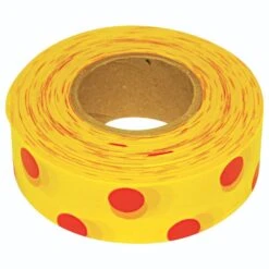Flagging/Tagging Tape, Yellow With Red Polka Dots, 1-3/16in X 300ft, Non-Adhesive, Box Of 12 Rolls 5 Flagging/Tagging Tape, Yellow With Red Polka Dots, 1-3/16in X 300ft, Non-Adhesive, Box Of 12 Rolls -Amleos pd y 1rb