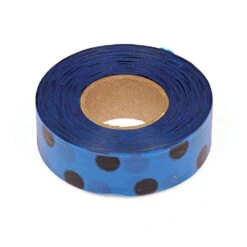 Flagging/Tagging Tape, Blue With Black Polka Dots, 1-3/16in X 300ft, Non-Adhesive, Box Of 12 Rolls -Amleos pdm 3bb