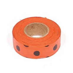 Flagging/Tagging Tape, Orange With Black Polka Dots, 1-3/16in X 300ft, Non-Adhesive, Box Of 12 Rolls 5 Flagging/Tagging Tape, Orange With Black Polka Dots, 1-3/16in X 300ft, Non-Adhesive, Box Of 12 Rolls -Amleos pdm 5ob
