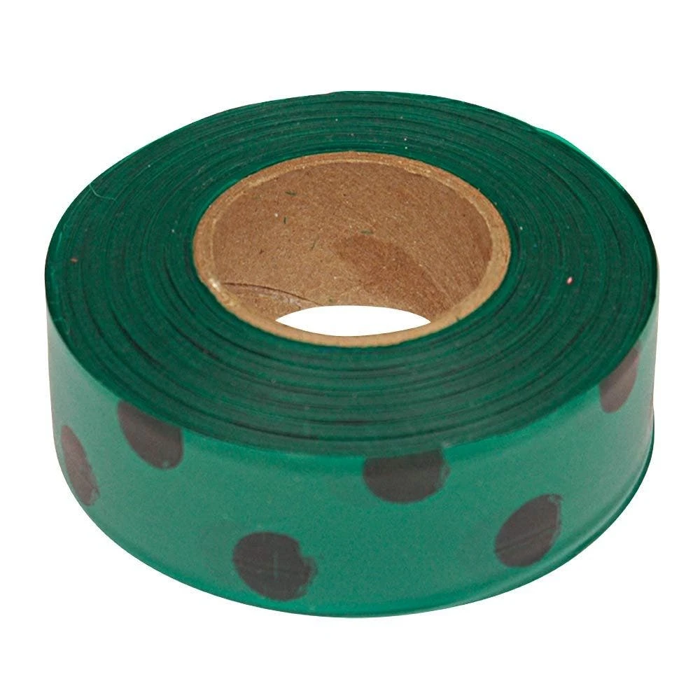 Flagging/Tagging Tape, Green With Black Polka Dots, 1-3/16in X 300ft, Non-Adhesive, Box Of 12 Rolls 4 Flagging/Tagging Tape, Green With Black Polka Dots, 1-3/16in X 300ft, Non-Adhesive, Box Of 12 Rolls - Image 2