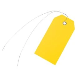 Vinyl Shipping Tags, Yellow, Pre-Wired With Brass Eyelets, Box Of 500 Tags