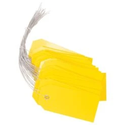 Vinyl Shipping Tags, Yellow, Pre-Wired With Brass Eyelets, Box Of 500 Tags -Amleos ptt2 4y 1 1