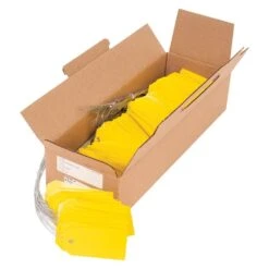 Vinyl Shipping Tags, Yellow, Pre-Wired With Brass Eyelets, Box Of 500 Tags -Amleos ptt2 4y 2