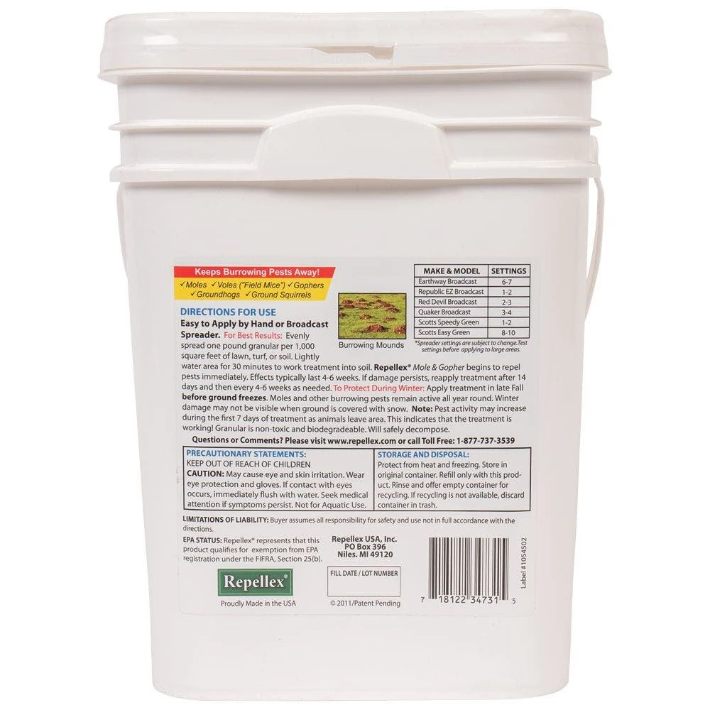 Granular Mole, Vole, & Gopher Repellent, 24lb Bucket By Repellex 4 Granular Mole, Vole, & Gopher Repellent, 24lb Bucket By Repellex - Image 2