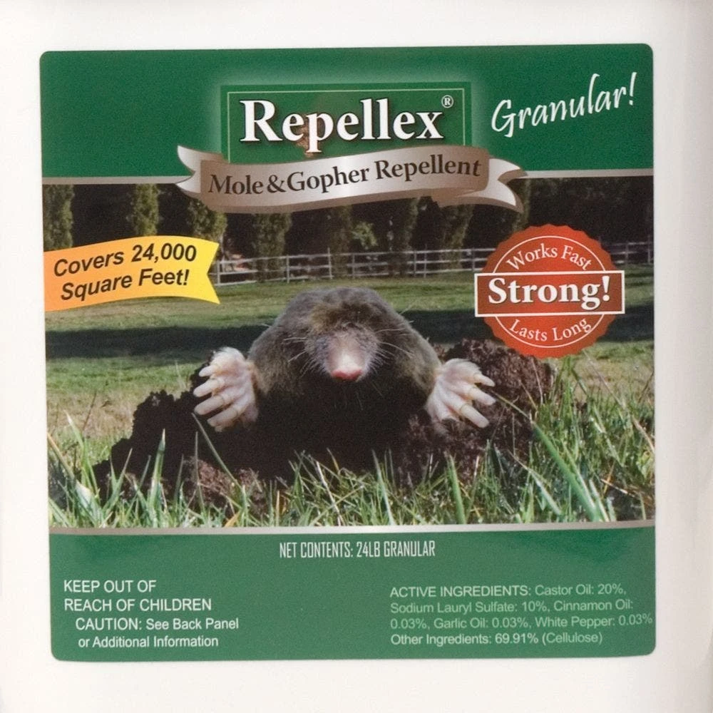 Granular Mole, Vole, & Gopher Repellent, 24lb Bucket By Repellex 5 Granular Mole, Vole, & Gopher Repellent, 24lb Bucket By Repellex - Image 3