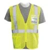 Class 2 Mesh Safety Vest With ID Pocket, ANSI Type R, Hi-Viz Lime, Size Extra Large By Delta Plus -Amleos s636id front 2