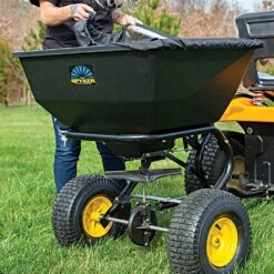 Tow-Behind Pro Spreader, 200lb Capacity By Spyker -Amleos spy200t 1p inuse