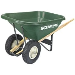 Poly Tray Wheelbarrow, 8 Cu Ft Tray With Double Pneumatic Tires By Scenic Lane