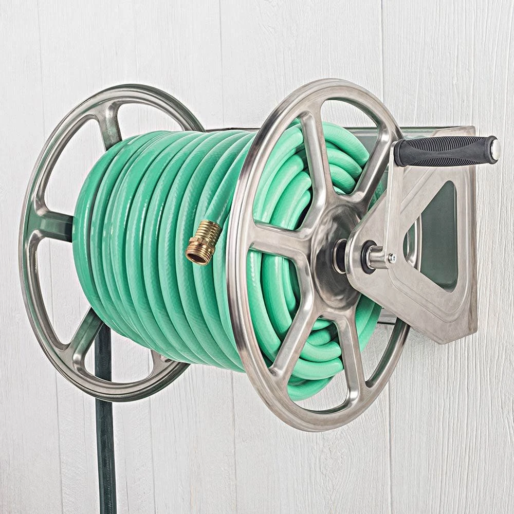 Liberty Garden Stainless Steel Hose Reel, Wall Or Floor Mount 5 Liberty Garden Stainless Steel Hose Reel, Wall Or Floor Mount - Image 3