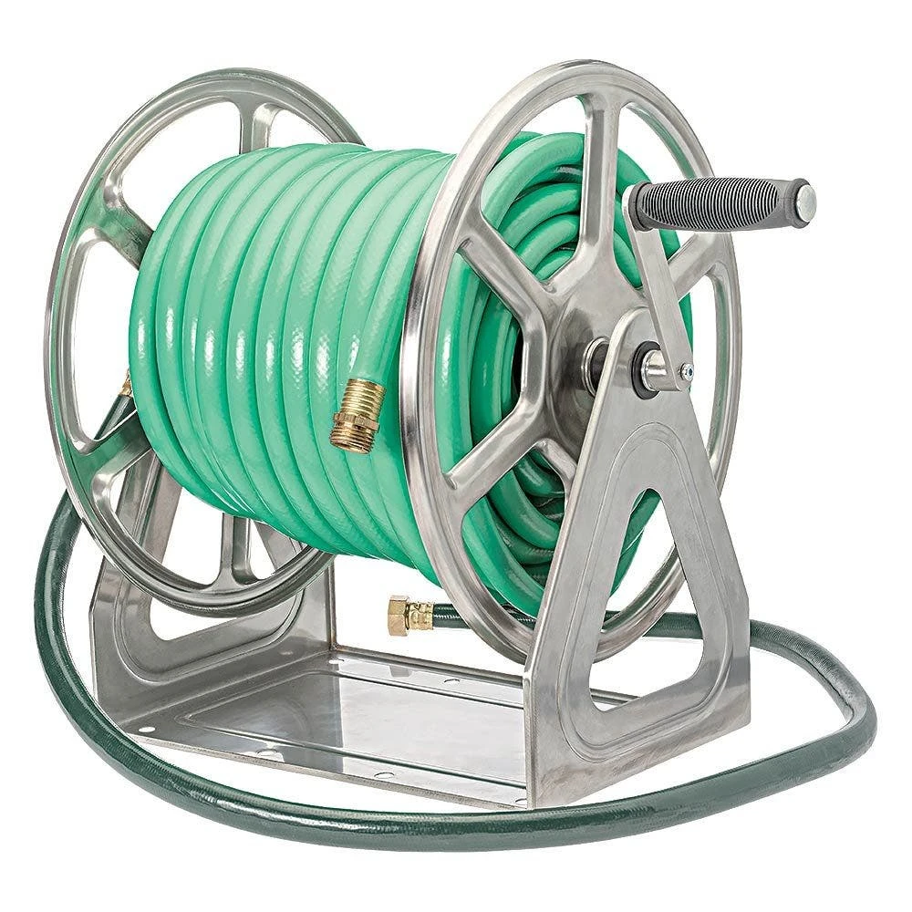 Liberty Garden Stainless Steel Hose Reel, Wall Or Floor Mount 4 Liberty Garden Stainless Steel Hose Reel, Wall Or Floor Mount - Image 2