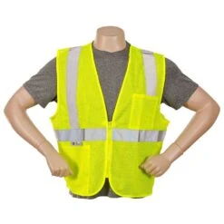 Class 2 Safety Vest - Lime Mesh, Zipper, Extra Large