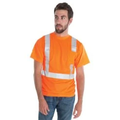 Class II Birdseye Mesh Short Sleeve Tee, ANSI Type II, Orange, Size Extra Large By Cordova -Amleos v410xl am 2