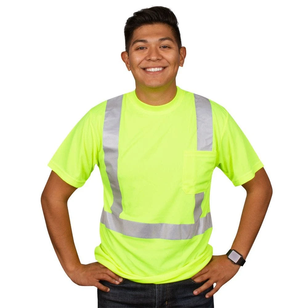 Class II Birdseye Mesh Short Sleeve Tee, ANSI Type II, Lime, Size Medium By Cordova 5 Class II Birdseye Mesh Short Sleeve Tee, ANSI Type II, Lime, Size Medium By Cordova - Image 3