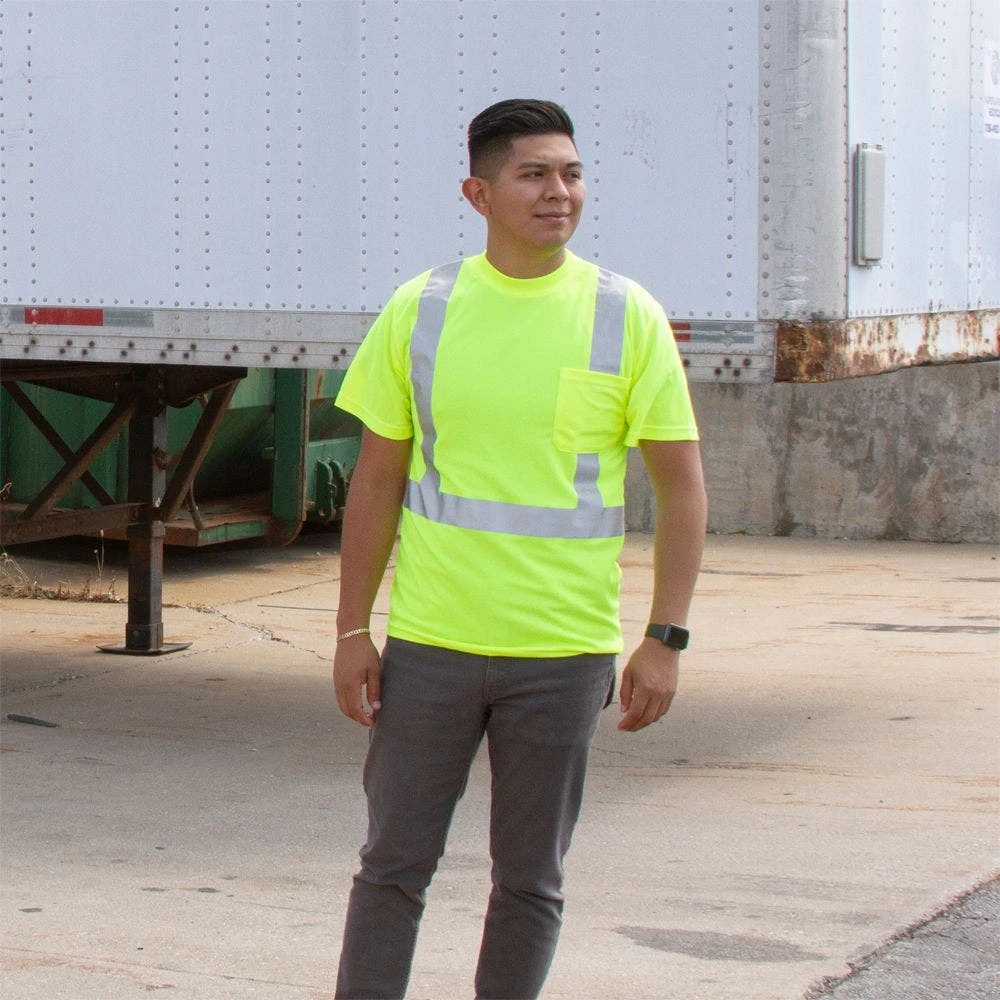 Class II Birdseye Mesh Short Sleeve Tee, ANSI Type II, Lime, Size Medium By Cordova 8 Class II Birdseye Mesh Short Sleeve Tee, ANSI Type II, Lime, Size Medium By Cordova - Image 6