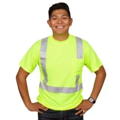Class II Birdseye Mesh Short Sleeve Tee, ANSI Type II, Lime, Size Extra Large By Cordova -Amleos v411xl am 2