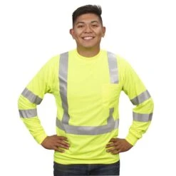 Class III Birdseye Mesh Long Sleeve Tee, ANSI Type II, Lime, Size 2X Large By Cordova -Amleos v5112xl am 2