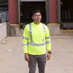 Class III Birdseye Mesh Long Sleeve Tee, ANSI Type II, Lime, Size 2X Large By Cordova -Amleos v5112xl am 5