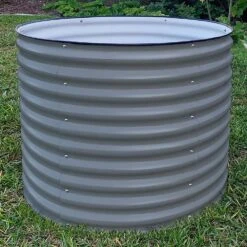 Vego Extra Tall Round Metal Raised Bed, Modern Grey