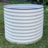 Vego Extra Tall Round Metal Raised Bed, Pearl White -Amleos vbr wh 2 1