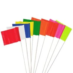 Vinyl Marking Flags, 4in X 5in Flag With 30in Wire Shaft, Bundles Of 100 Flags