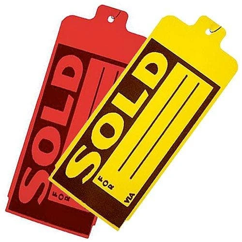 Vinyl Tags With "Sold" Print, Rolls Of 1,000 Tags With Attachment Wires 3 Vinyl Tags With "Sold" Print, Rolls Of 1,000 Tags With Attachment Wires