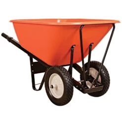 Leonard 10 Cubic Foot Poly Tray 2 Wheeled Wheelbarrows With Steel Handles -Amleos vp wb10s 2
