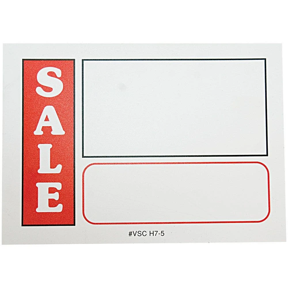 Pre-Printed Vinyl Sign Cards, 7-inch X 5-inch, With Sale Information, Pack Of 25 3 Pre-Printed Vinyl Sign Cards, 7-inch X 5-inch, With Sale Information, Pack Of 25