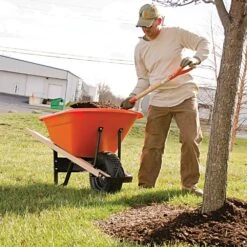 Poly Tray Wheelbarrow, Orange 6 Cu Ft Tray, With Pneumatic Tire By A.M. Leonard -Amleos wb6 4 1