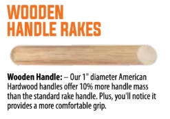 Narrow Shrub Rake With 8in Head And 54in Hardwood Handle By A.M. Leonard -Amleos woodhandles