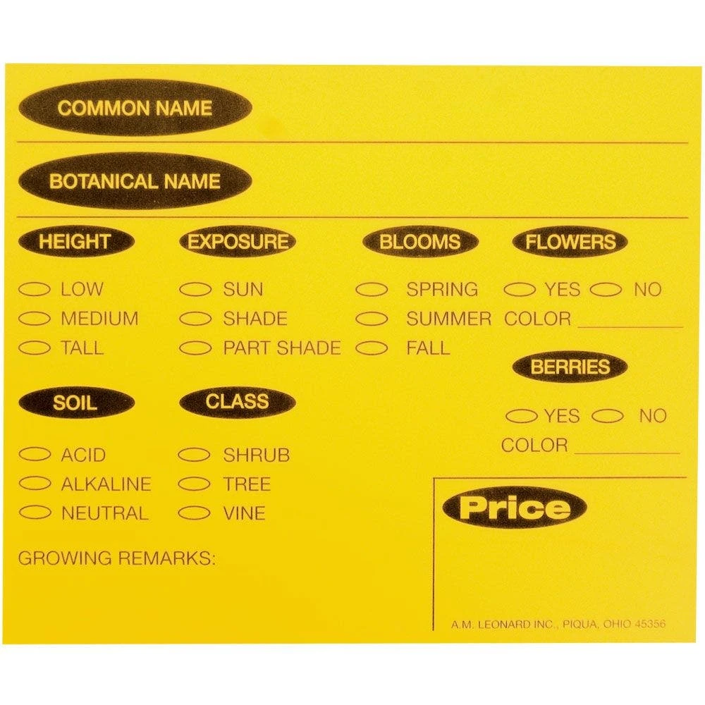 7in X 5in Plastic Preprinted Yellow Cards 3 7in X 5in Plastic Preprinted Yellow Cards